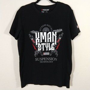 Vintage Overland "Suspension Technology" Art Graphics T-shirt Black Fit Size L